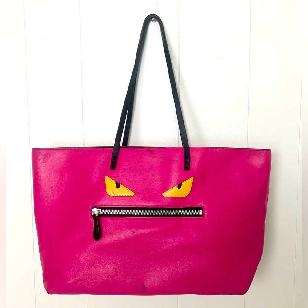Authentic Fendi Pink leather Monster Tote